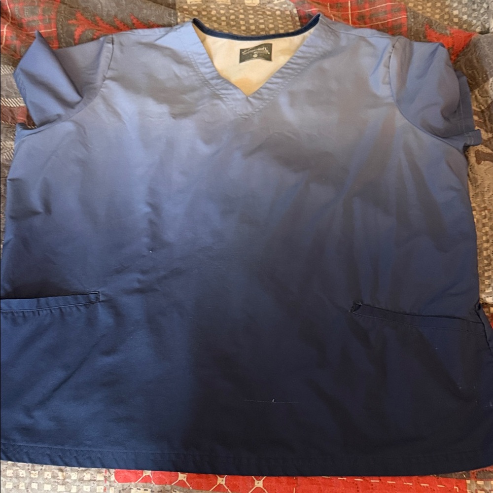 Unbranded Women's Ombre Blue V-Neck Scrub Top